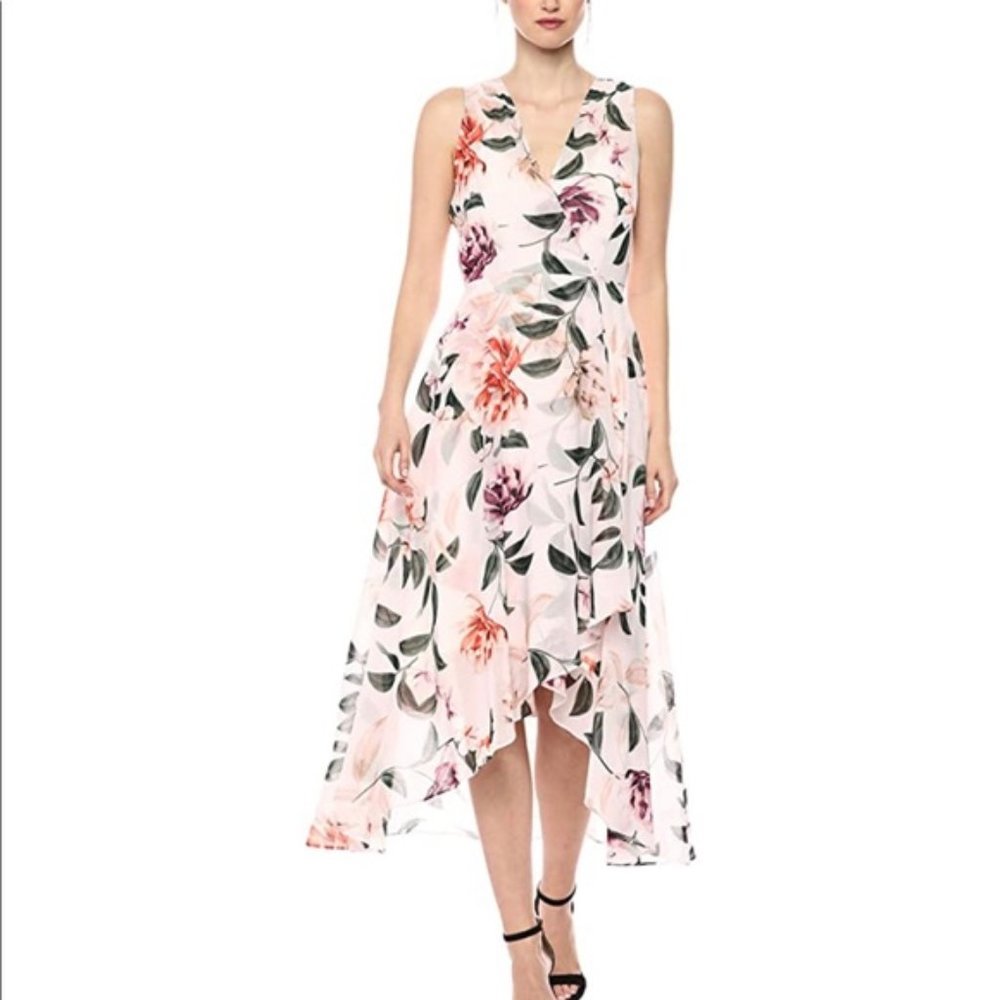 Calvin Klein Floral Chiffon V-neck Dress